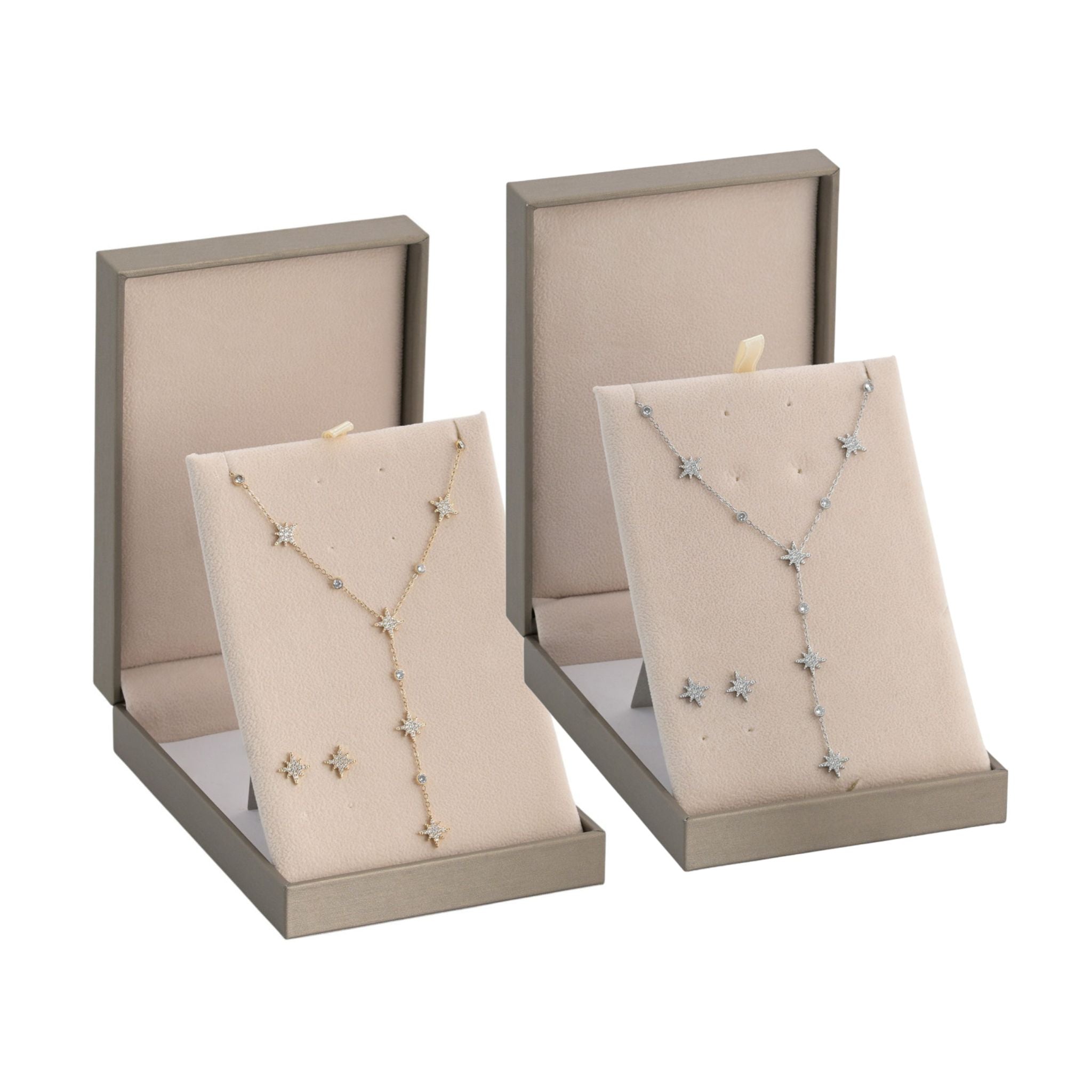 CONJUNTO | Colar gravata MANY STARS + Brincos STAR em aço inoxidável