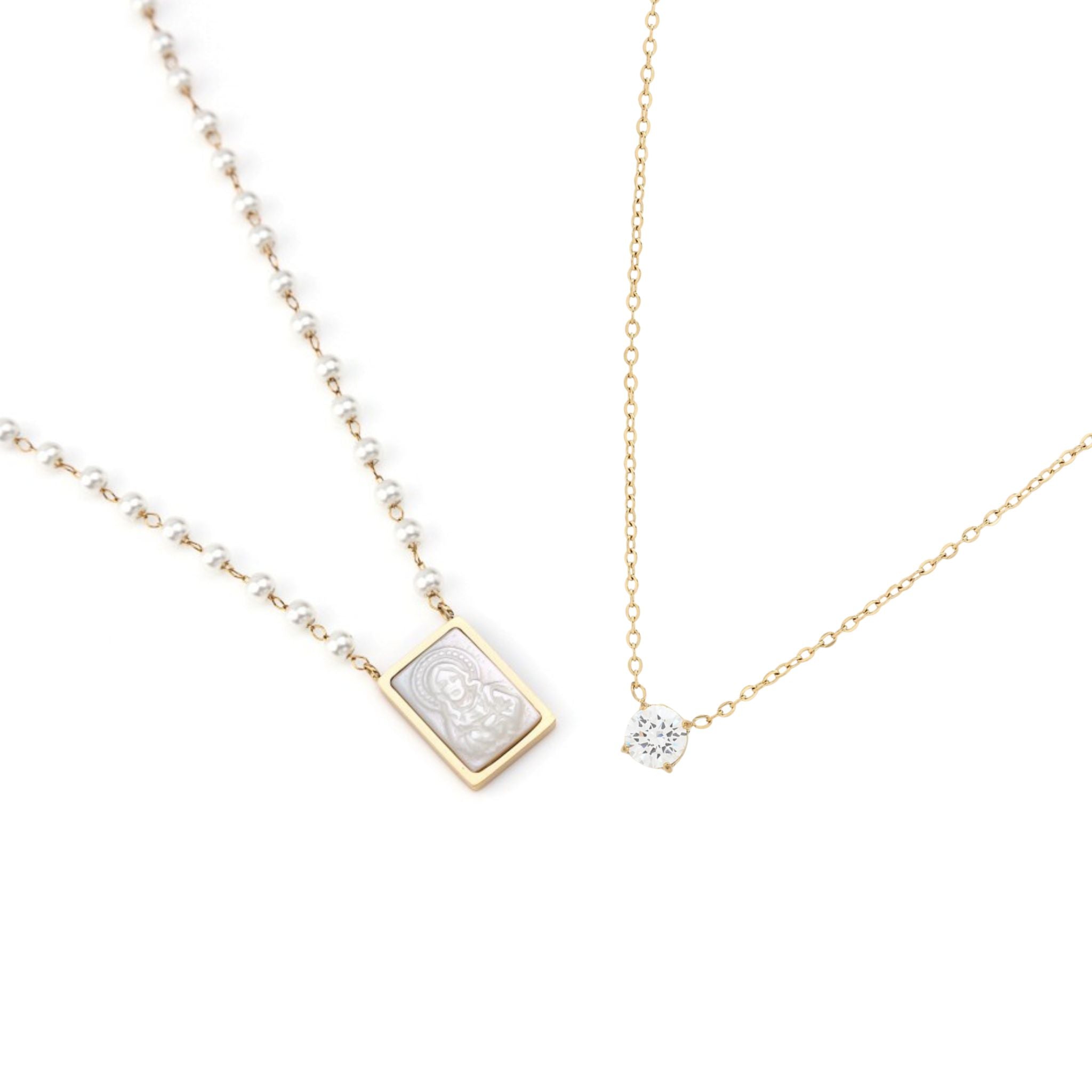 CONJUNTO | Colar CHRIS e Colar LUZ em Aço Inoxidável Dourado