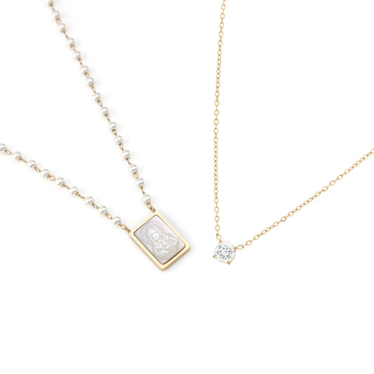 CONJUNTO | Colar CHRIS e Colar LUZ em Aço Inoxidável Dourado