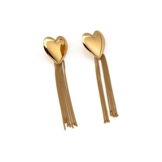 CORAÇÃO | Brincos Maxi com Coração e Pendentes em Aço Inoxidável