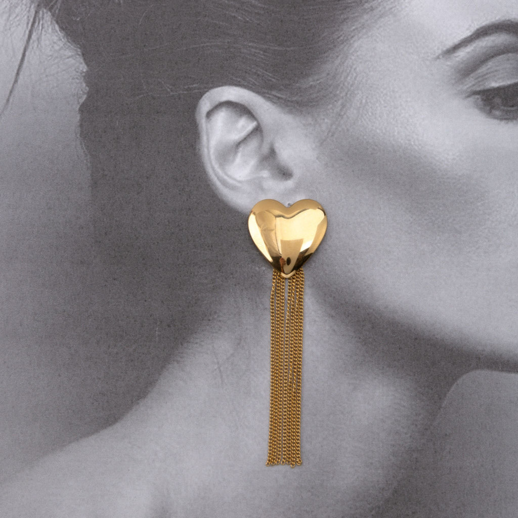 CORAÇÃO | Brincos Maxi com Coração e Pendentes em Aço Inoxidável