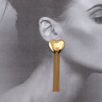 CORAÇÃO | Brincos Maxi com Coração e Pendentes em Aço Inoxidável