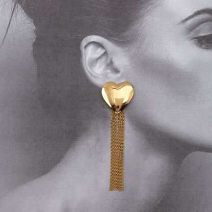 CORAÇÃO | Brincos Maxi com Coração e Pendentes em Aço Inoxidável