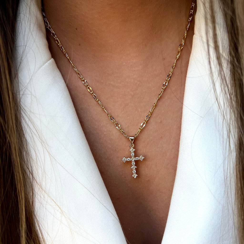 CROSS II | Colar com Cruz em Zircônias em Aço Inoxidável