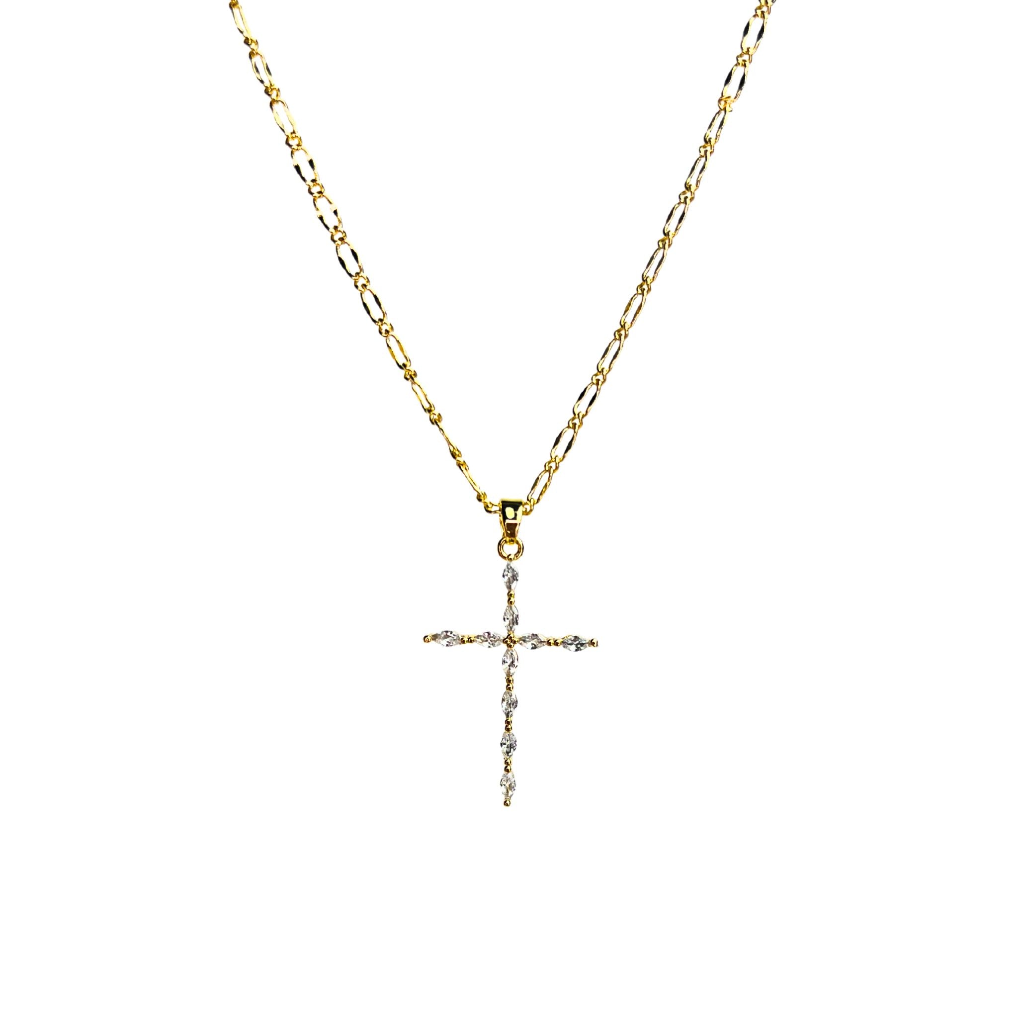 CROSS III | Colar com Cruz em Zircônias em Aço Inoxidável