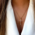 CROSS III | Colar com Cruz em Zircônias em Aço Inoxidável