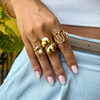 MELANIE | Anel Ajustável com Elos Ovais em Aço Inoxidável