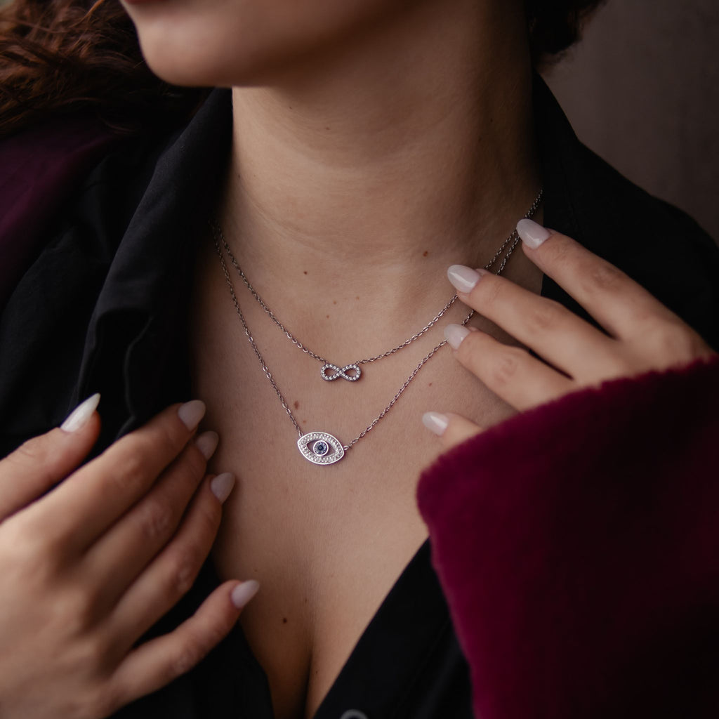 EVIL EYE | Colar com Olho Turco em Zircônias e Aço Inoxidável