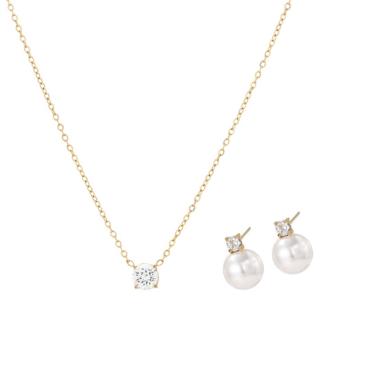 CONJUNTO | Colar LUZ e Brincos ALMA I em Aço Inoxidável Dourado