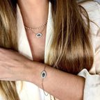 EVIL EYE | Pulseira com Olho Turco em Zircônias e Aço Inoxidável