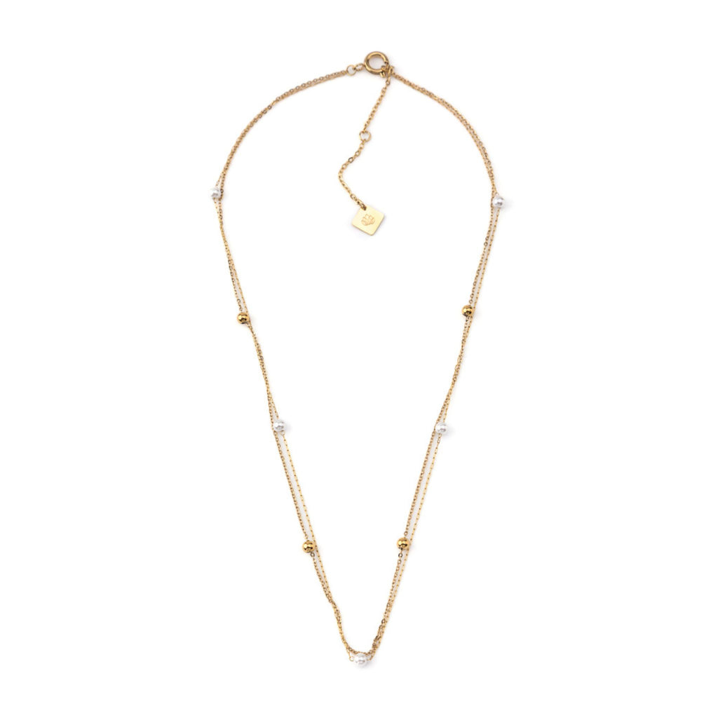 DOBLE PEARL II | Colar Duplo com Pérolas em Aço Inoxidável