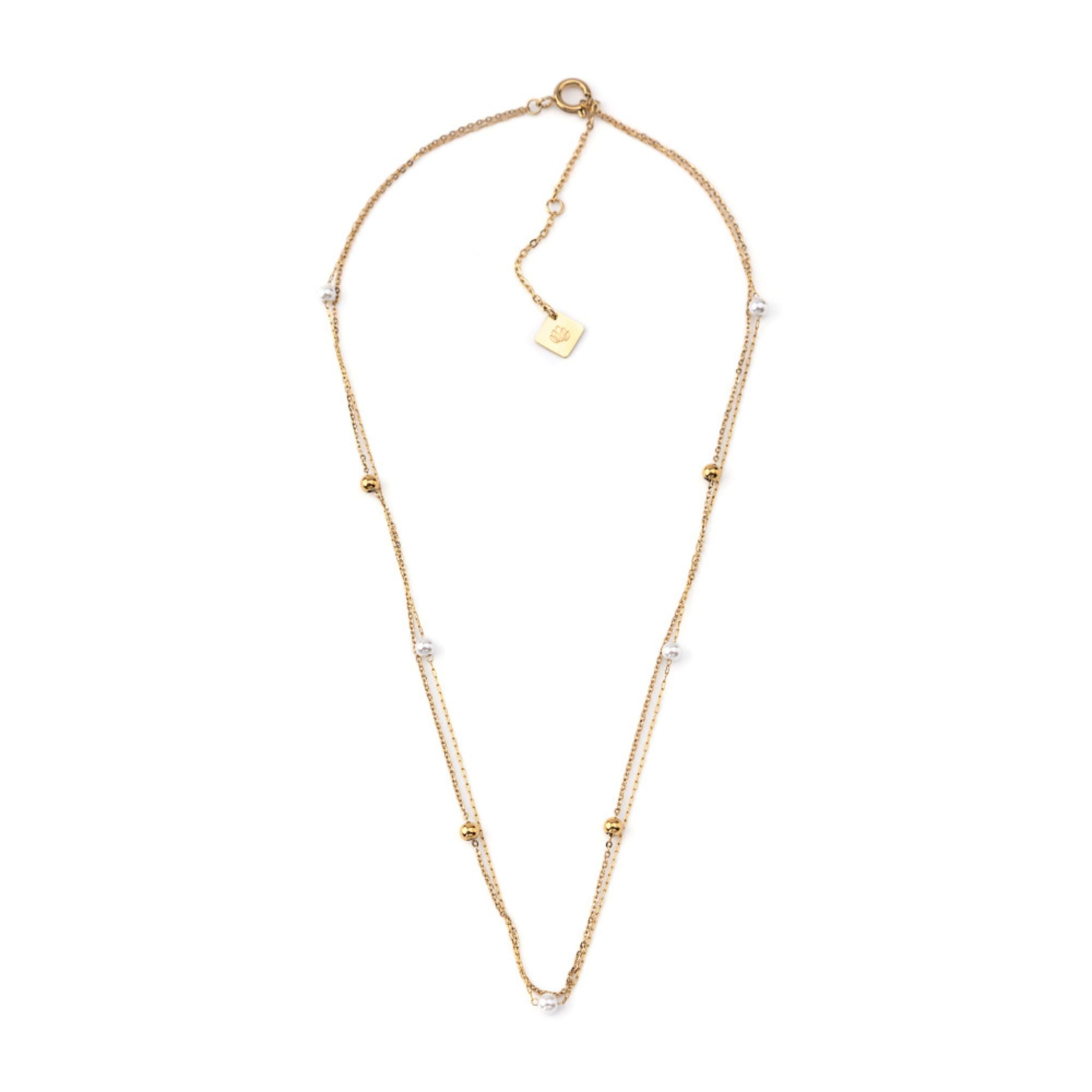 DOBLE PEARL II | Colar Duplo com Pérolas em Aço Inoxidável