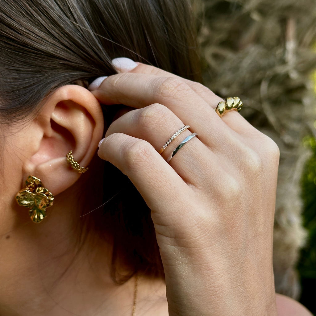 DOBLE SHINE | Anel Duplo Multicolor com Zircônias em Aço Inoxidável