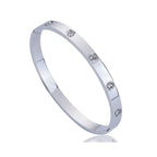 DARLENE | Pulseira Tipo Escrava Rígida em Aço Inoxidável com Zircônias