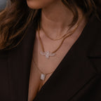 JASMIM II | Escapulário com Medalhas em Madrepérola e Zircônias em Aço Inoxidável