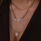 JASMIM II | Escapulário com Medalhas em Madrepérola e Zircônias em Aço Inoxidável