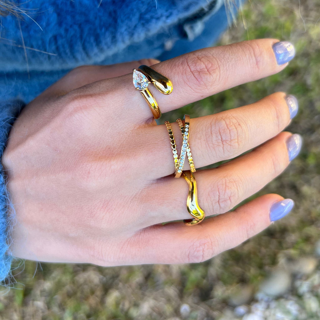 EMBER | Anel Básico em Aço Inoxidável Dourado Ajustável