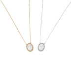 FÁTIMA | Colar com Medalha de Nossa Sra. de Fátima em Madrepérola e Zircónias em Aço Inox