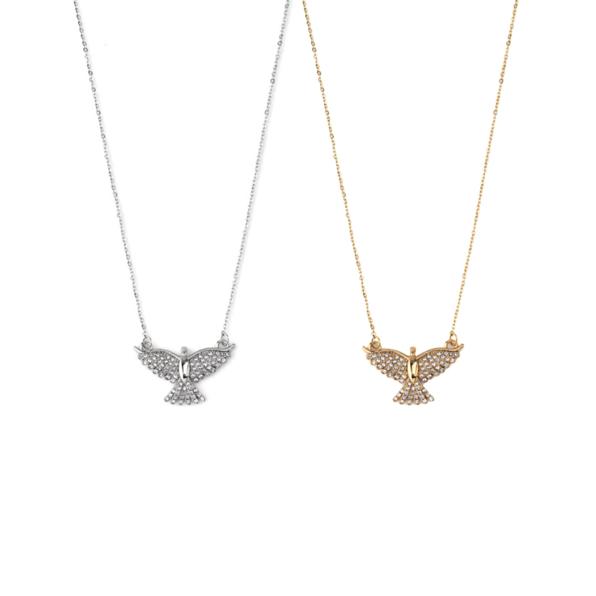 FENIX | Colar com Espírito Santo com Zircônias em Aço Inox