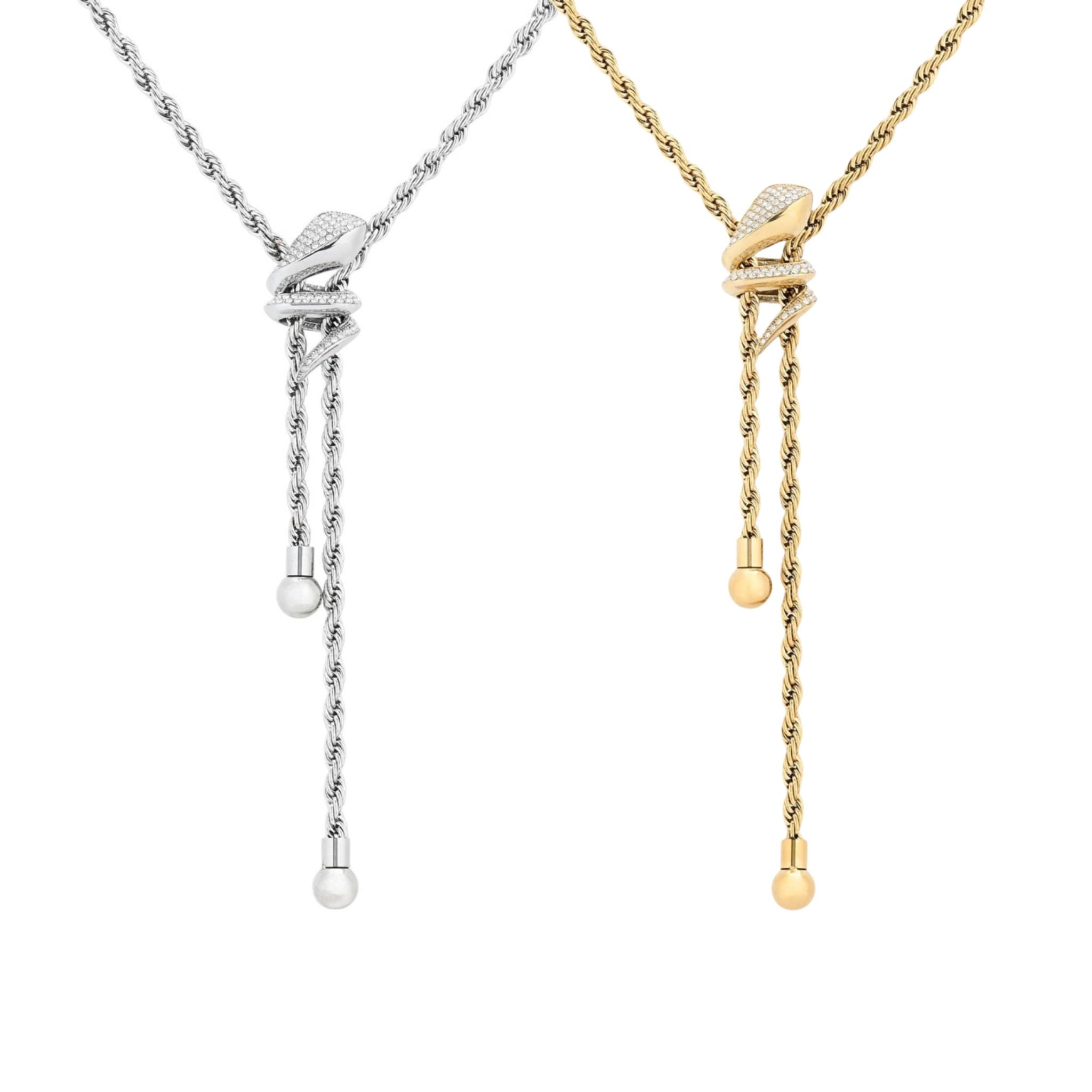 FINEAS | Colar de Alta Qualidade em Malha Torcida com Zircônias em Aço Inox