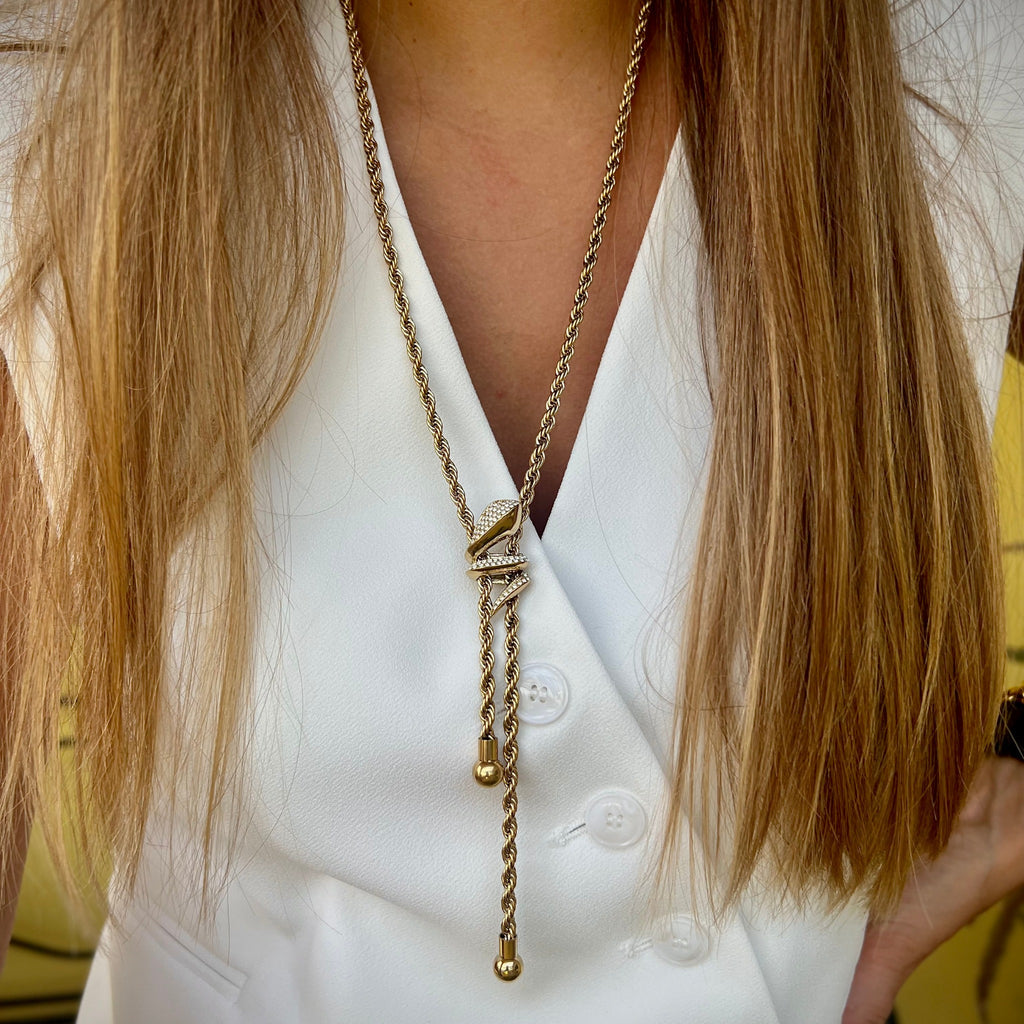 FINEAS | Colar de Alta Qualidade em Malha Torcida com Zircônias em Aço Inox