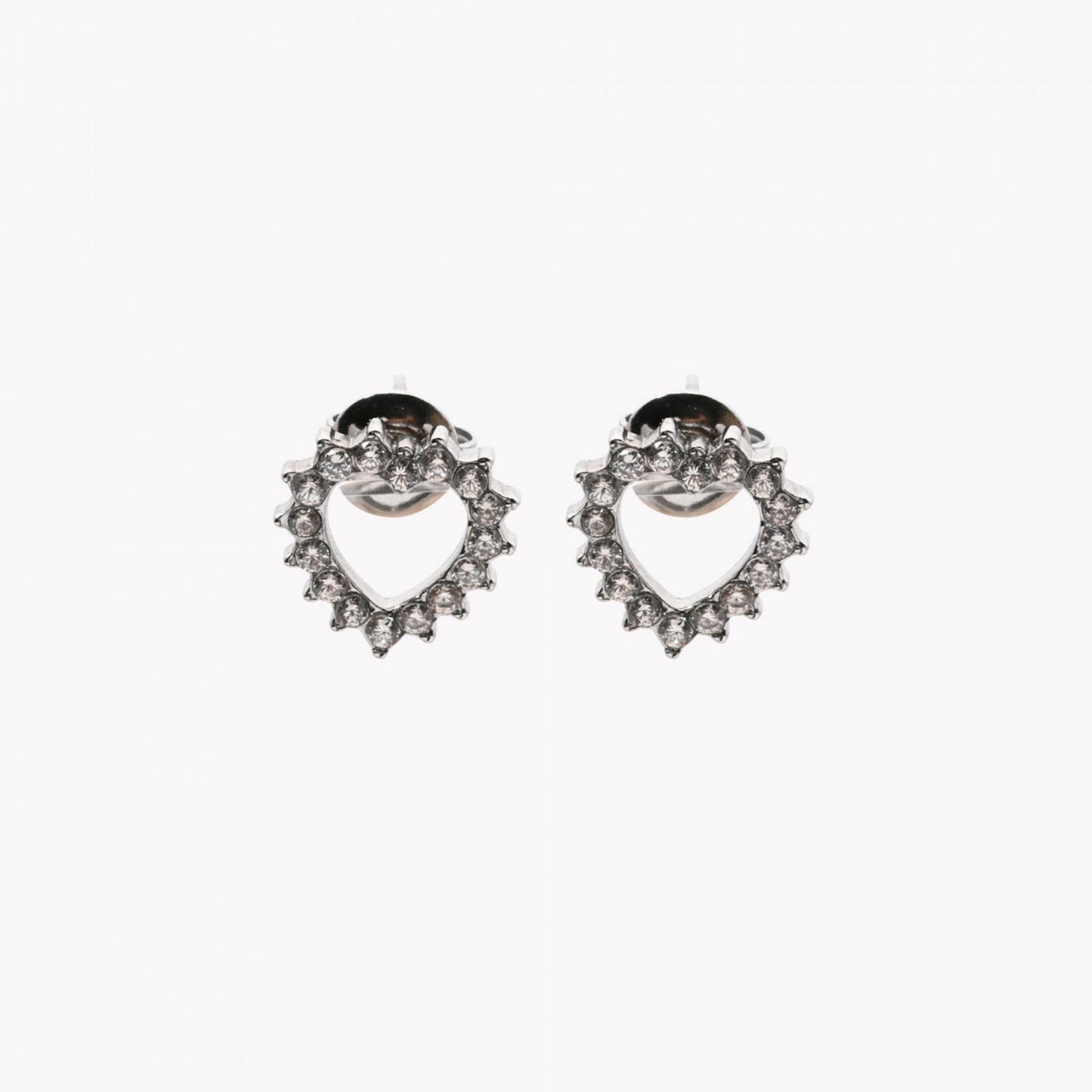 Flávia | Heart Shaped Earrings in Stainless Steel and Zirconia