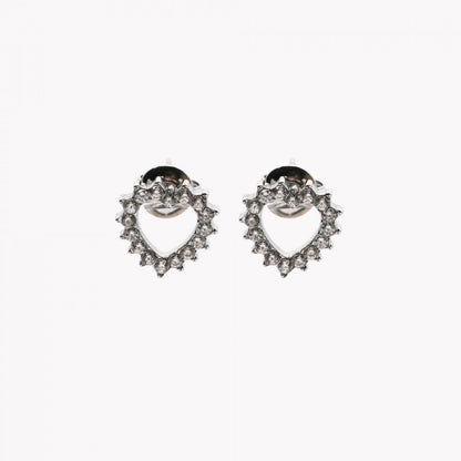 Flávia | Heart Shaped Earrings in Stainless Steel and Zirconia