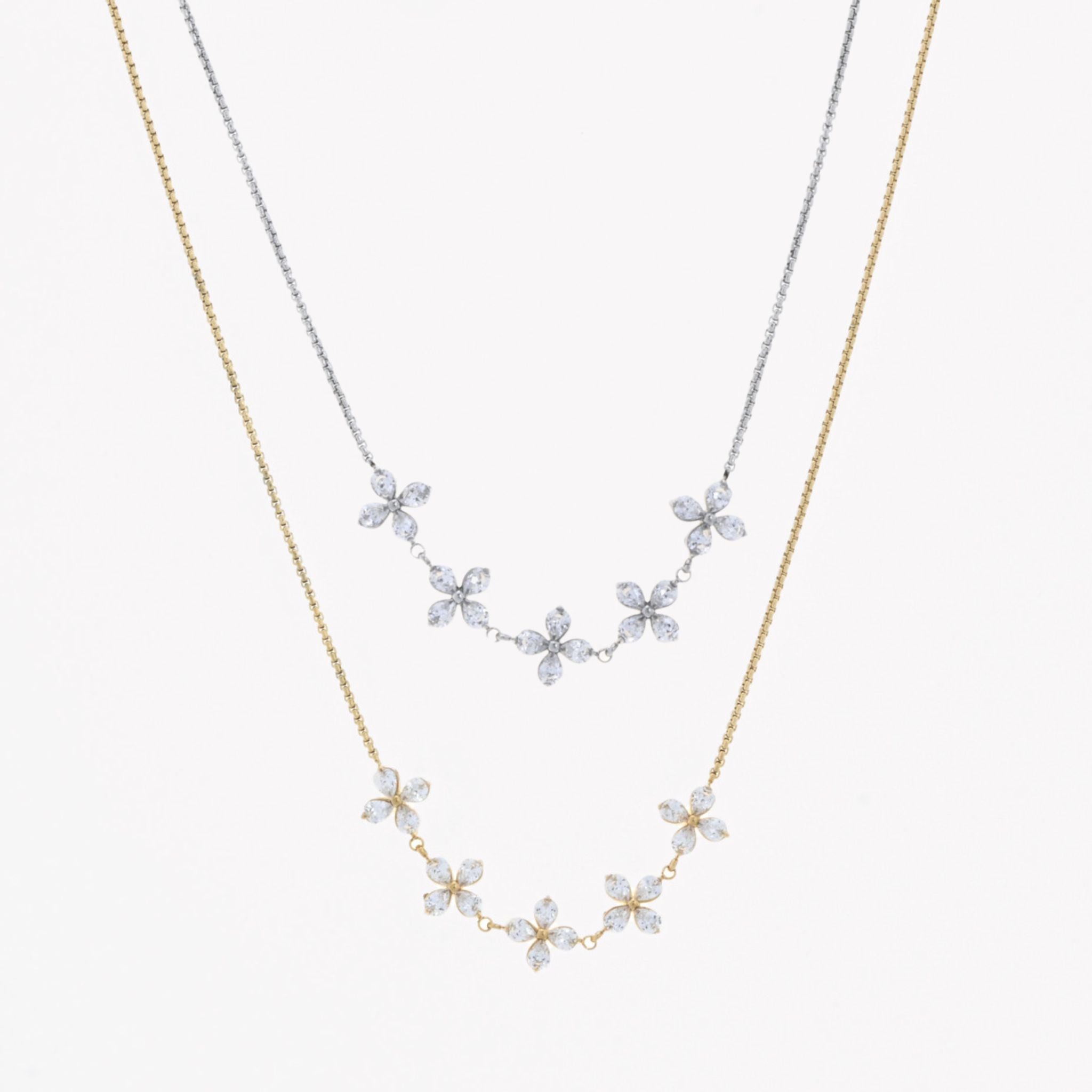 FLAWLESS | Colar Tipo Chocker com Flores em Zircônias e Aço Inoxidável