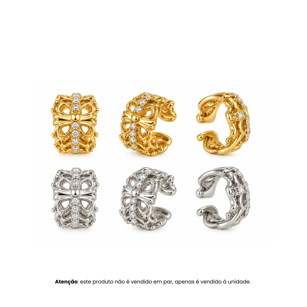 FLORENCE | Earcuff com Flores e Zircônias em Aço Inoxidável