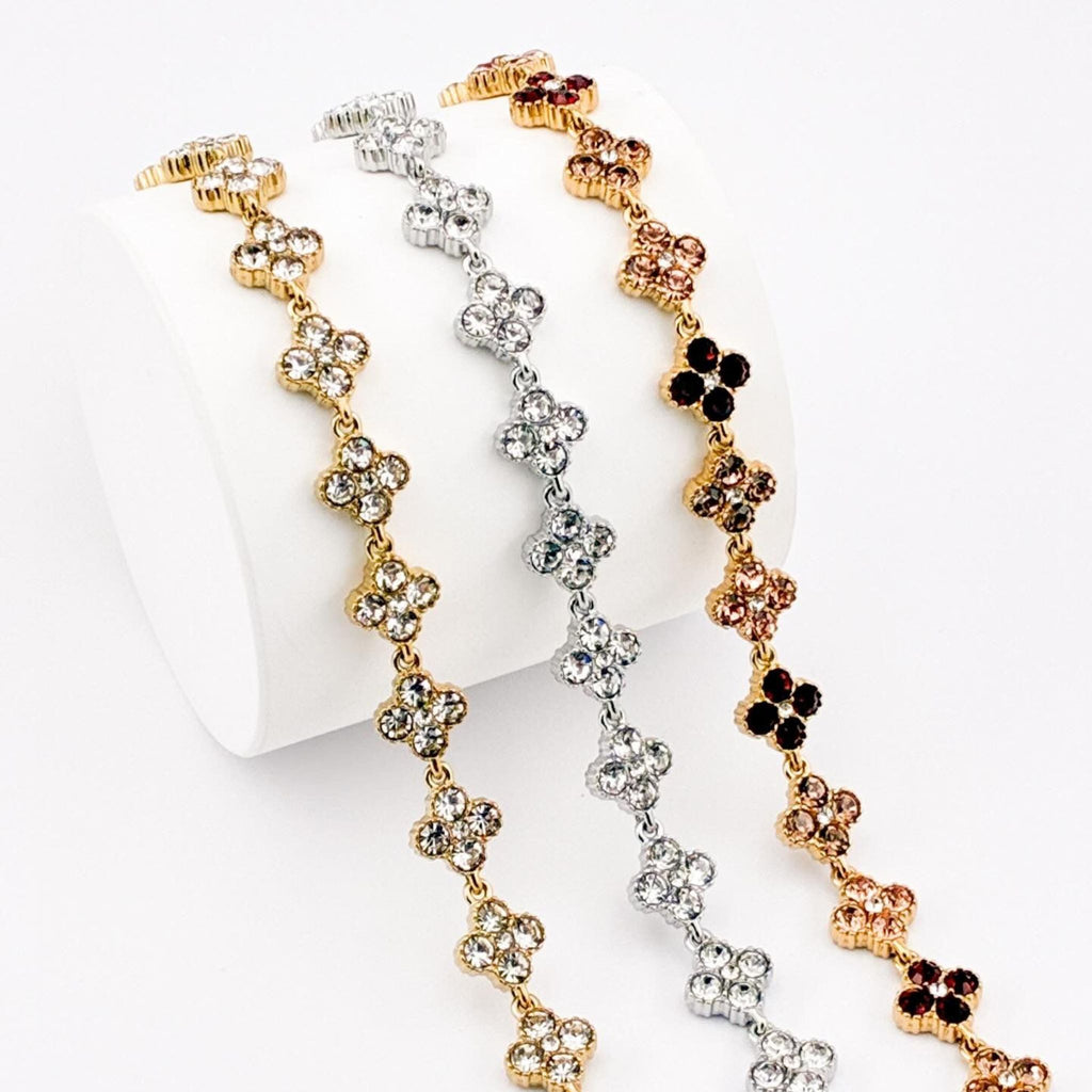 FLOWERS | Colar Estilo Riviera com Flores em Zircónias em Aço Inoxidável