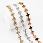 FLOWERS | Colar Estilo Riviera com Flores em Zircónias em Aço Inoxidável