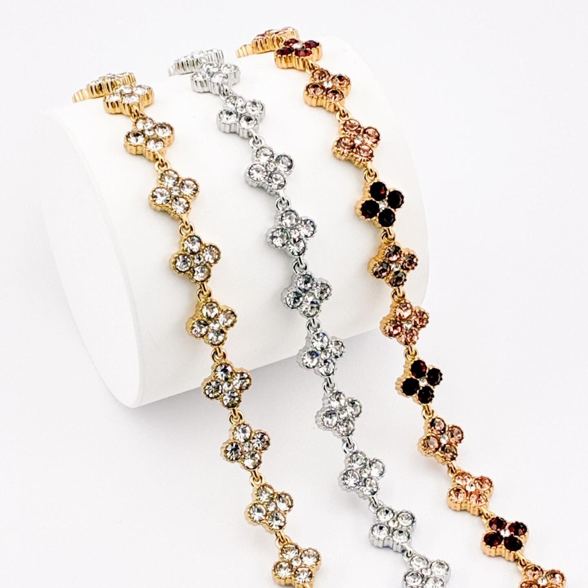 FLOWERS | Colar Estilo Riviera com Flores em Zircónias em Aço Inoxidável