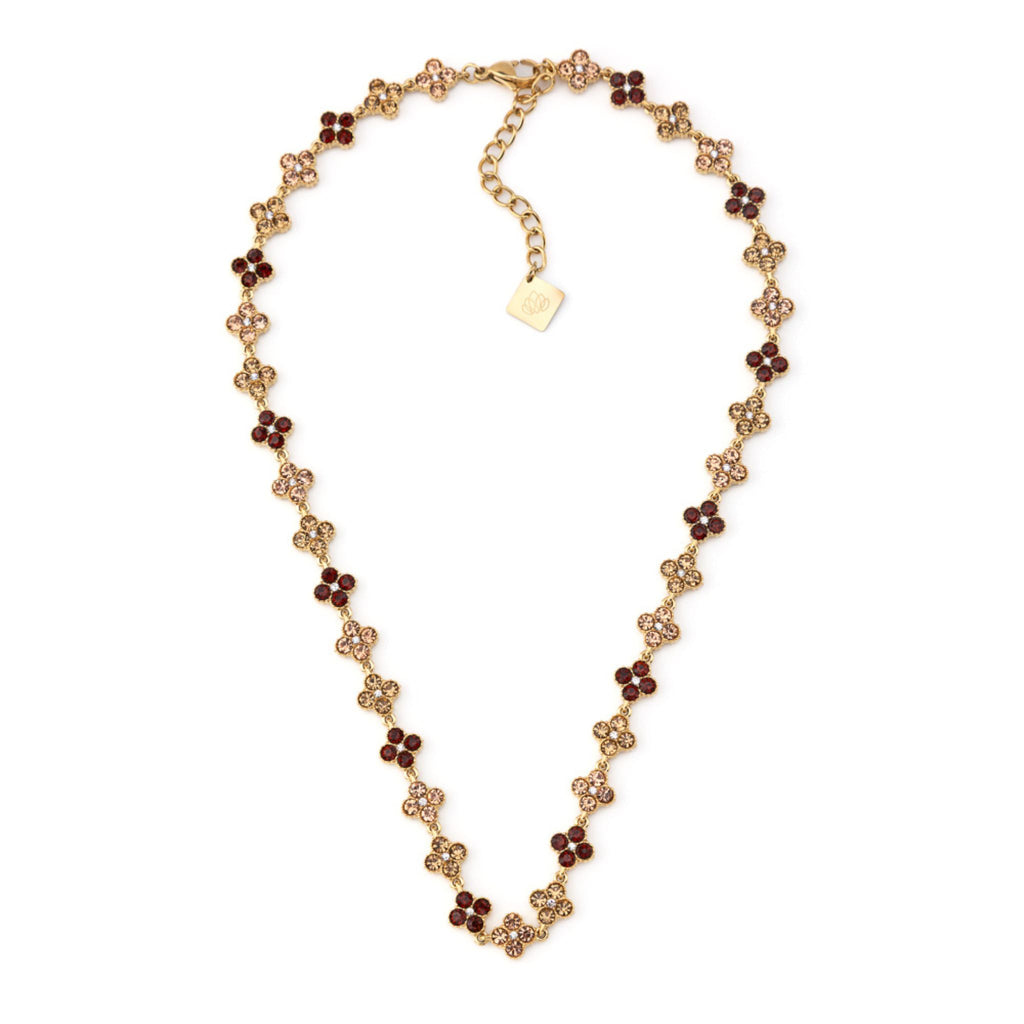 FLOWERS | Colar Estilo Riviera com Flores em Zircónias em Aço Inoxidável