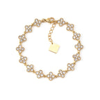 FLOWERS | Pulseira Estilo Riviera com Flores em Zircónias em Aço Inoxidável