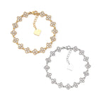 FLOWERS | Pulseira Estilo Riviera com Flores em Zircónias em Aço Inoxidável