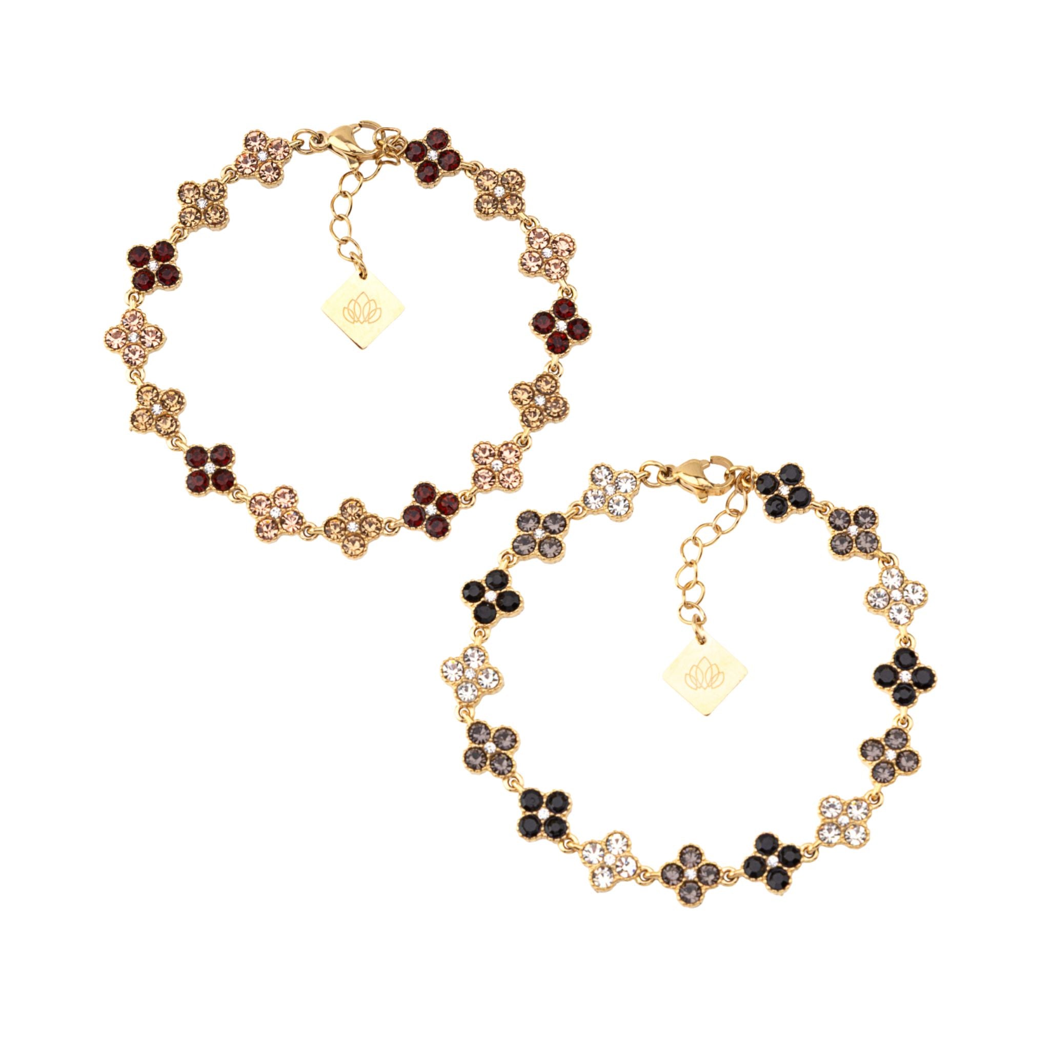 FLOWERS | Pulseira Estilo Riviera com Flores em Zircónias em Aço Inoxidável