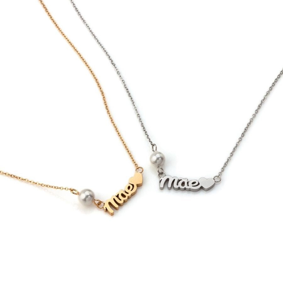 FRIDA | Colar Mãe com Pérola e Coração em Aço Inoxidável