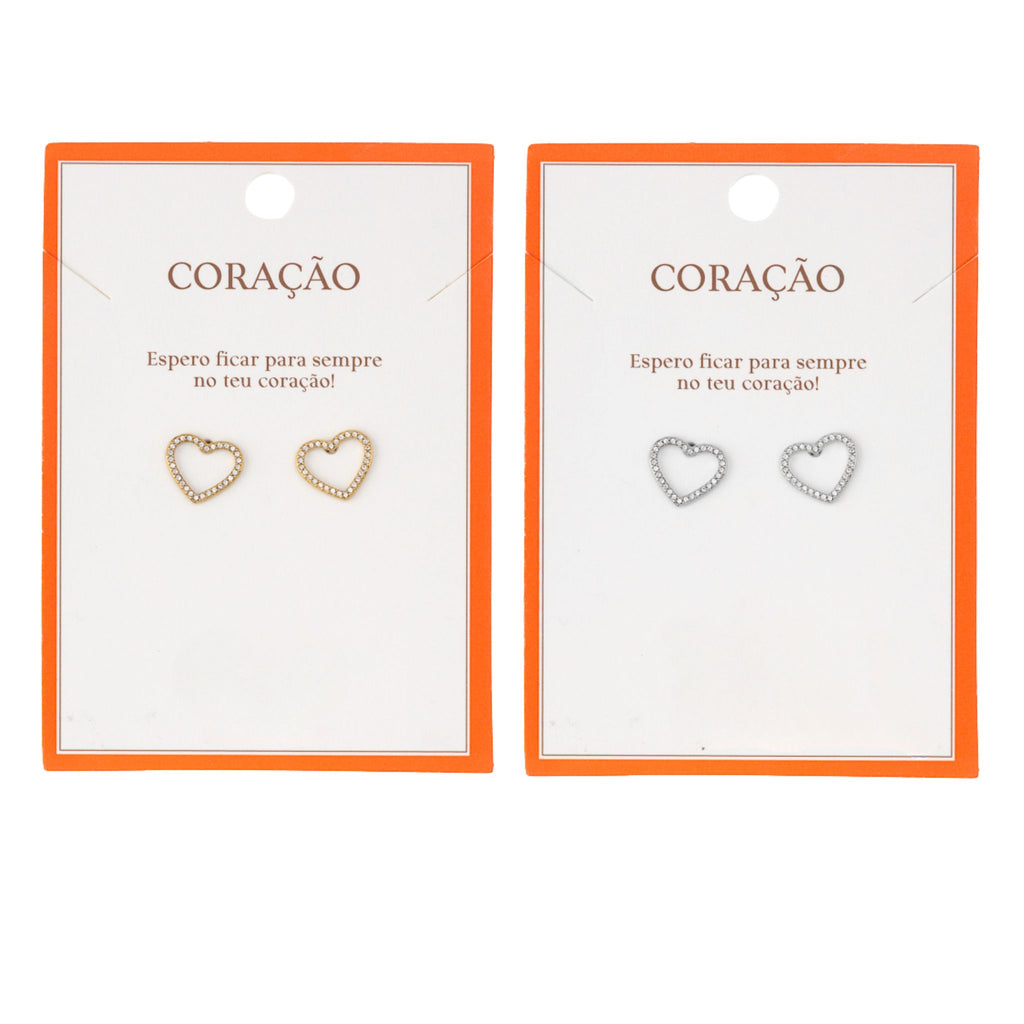 HEARTLINE | Brincos com Coração em Zircônias em Aço Inox