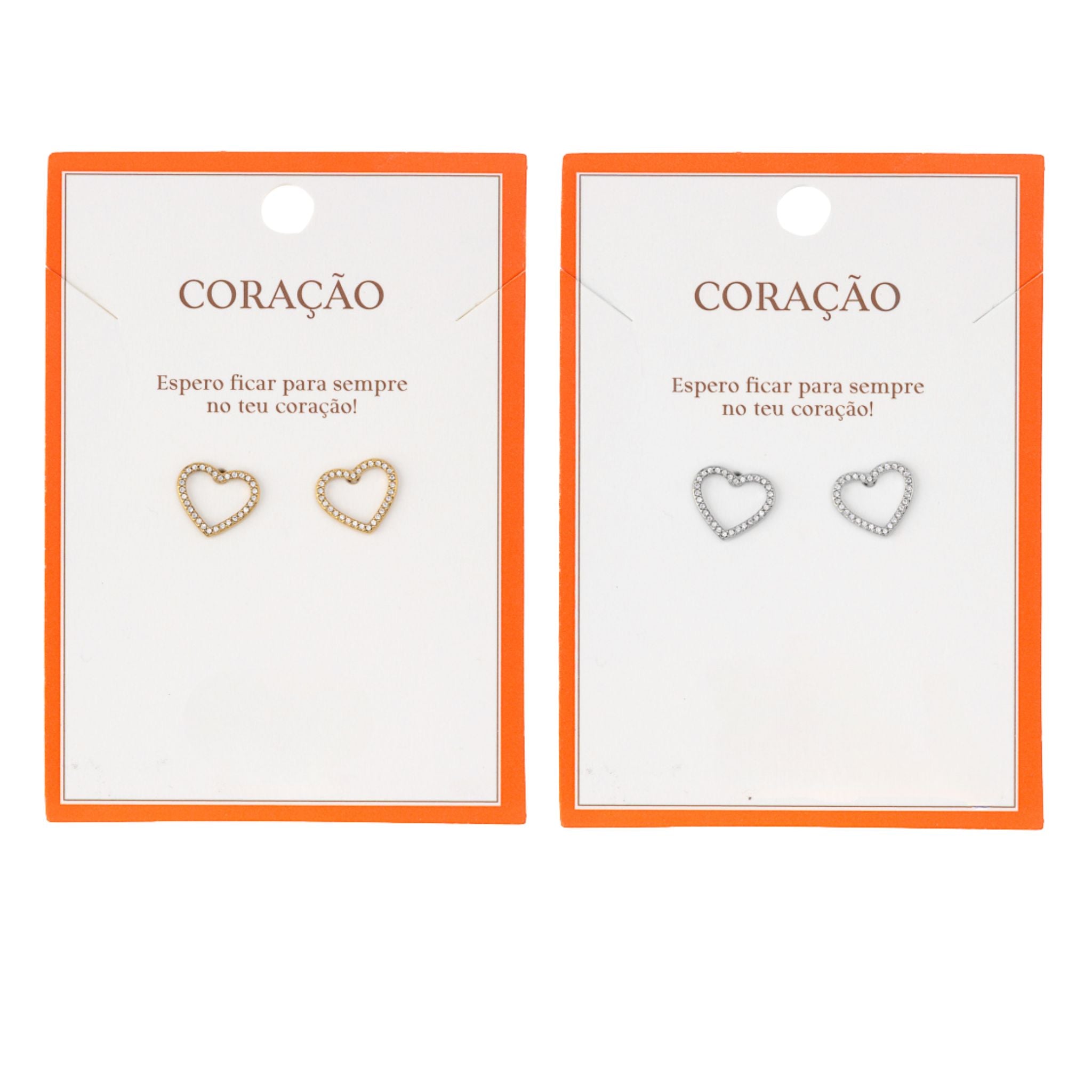 HEARTLINE | Brincos com Coração em Zircônias em Aço Inox