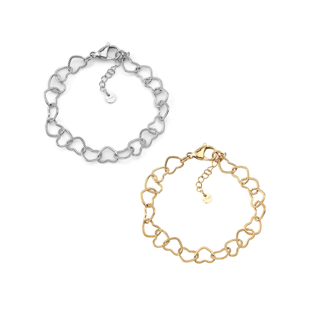 HEARTS | Pulseira com Corações em Aço Inoxidável