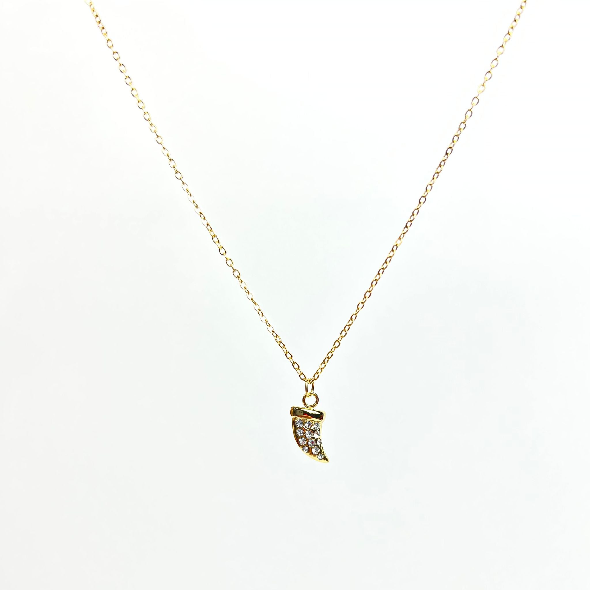 HORN | Colar com Mini Chifre com Zircônias Brancas em Aço Inoxidável