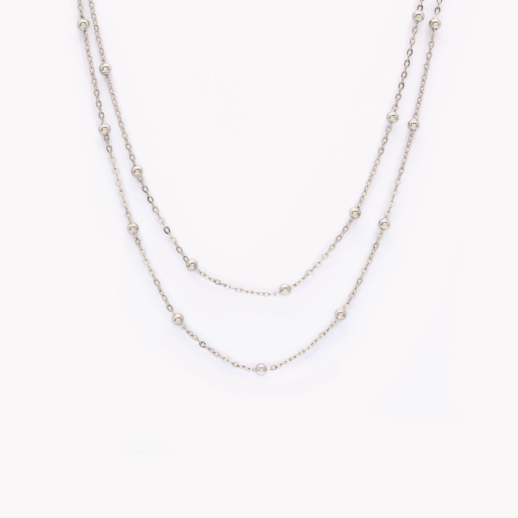 INDRID | Colar Duplo com Bolinhas em Aço Inoxidável