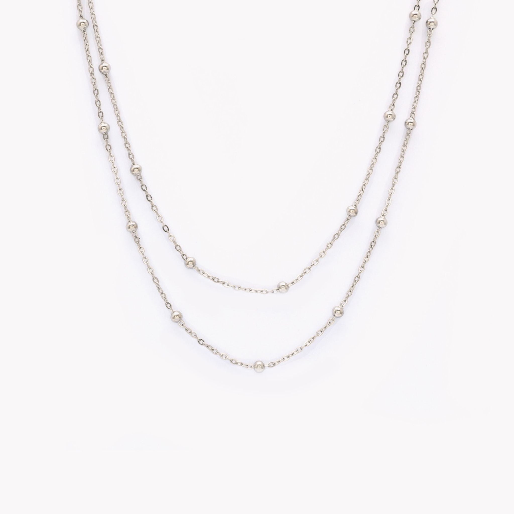 INDRID | Colar Duplo com Bolinhas em Aço Inoxidável