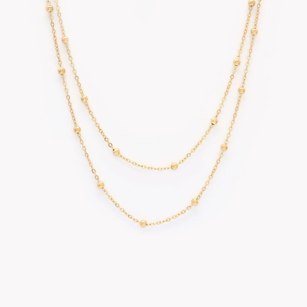 INDRID | Colar Duplo com Bolinhas em Aço Inoxidável