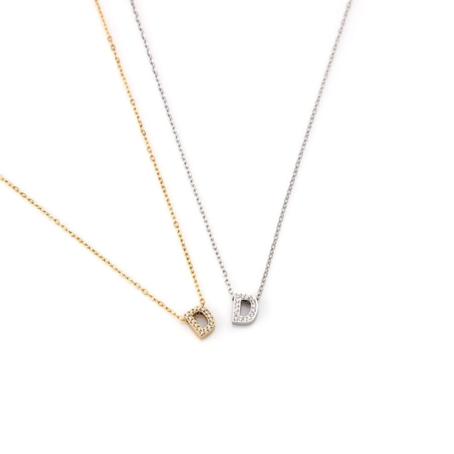 INICIAL | Colar com Letra em Zircônias em Aço Inoxidável