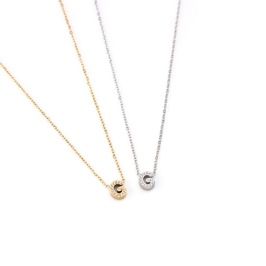 INICIAL | Colar com Letra em Zircônias em Aço Inoxidável