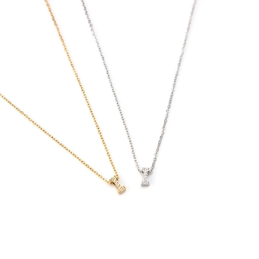 INICIAL | Colar com Letra em Zircônias em Aço Inoxidável