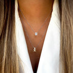 INICIAL | Colar com Letra em Zircônias em Aço Inoxidável