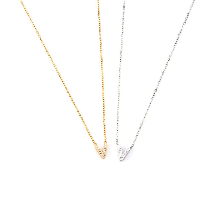 INICIAL | Colar com Letra em Zircônias em Aço Inoxidável