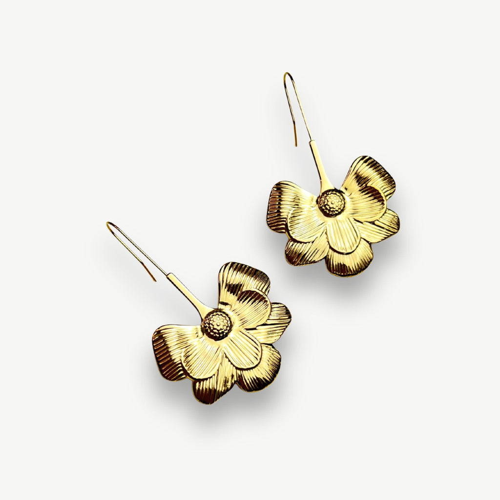 JESSICA | Brincos Compridos em Flor em Aço Inoxidável